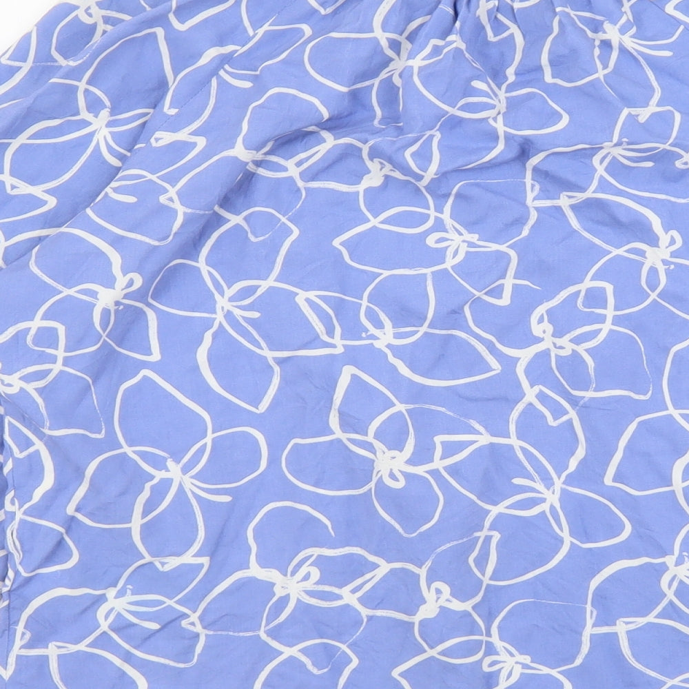 Marks and Spencer Womens Blue Geometric Viscose Basic Blouse Size 6 V-Neck