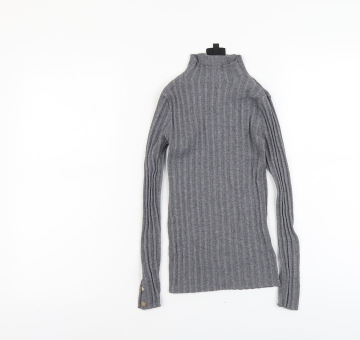 Topshop Womens Grey Mock Neck Acrylic Pullover Jumper Size 4XL