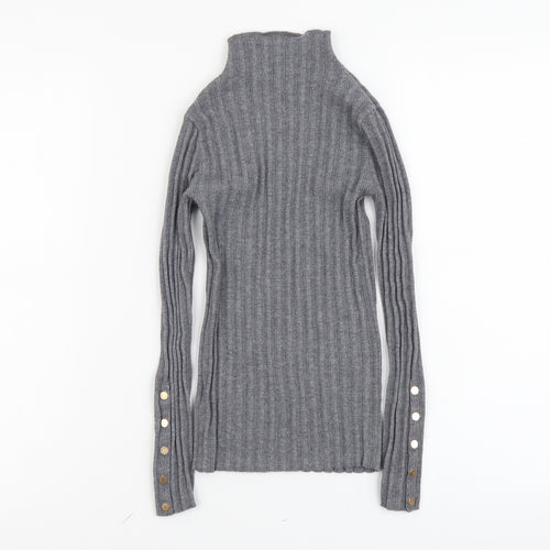 Topshop Womens Grey Mock Neck Acrylic Pullover Jumper Size 4XL