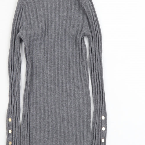 Topshop Womens Grey Mock Neck Acrylic Pullover Jumper Size 4XL