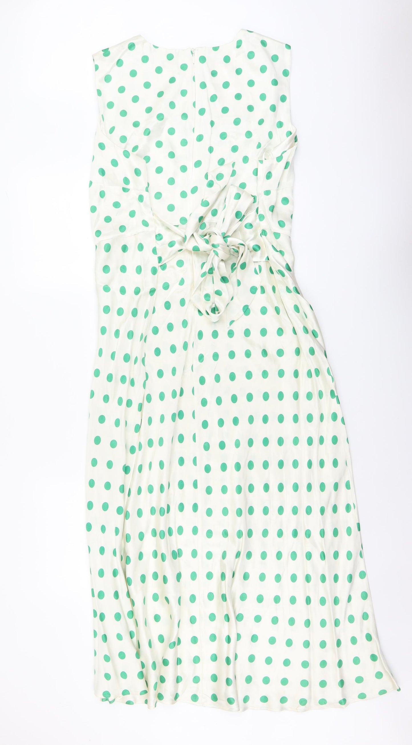 Marks and Spencer Womens Green Polka Dot Polyester Shift Size 22 Round Neck Zip