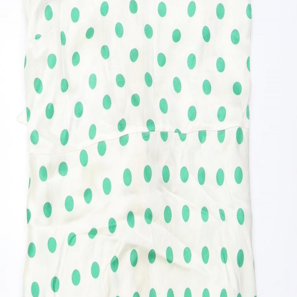 Marks and Spencer Womens Green Polka Dot Polyester Shift Size 22 Round Neck Zip