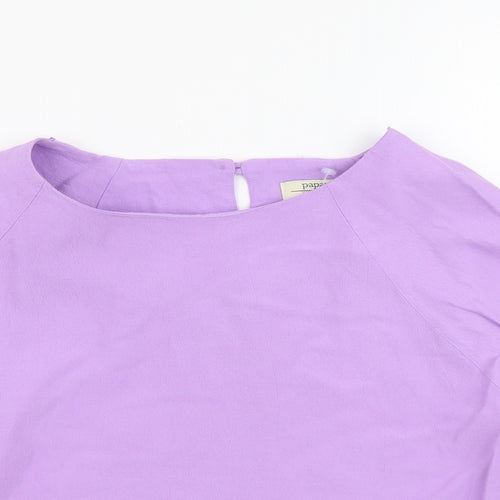 Papaya Womens Purple Viscose Cropped Blouse Size 12 Round Neck