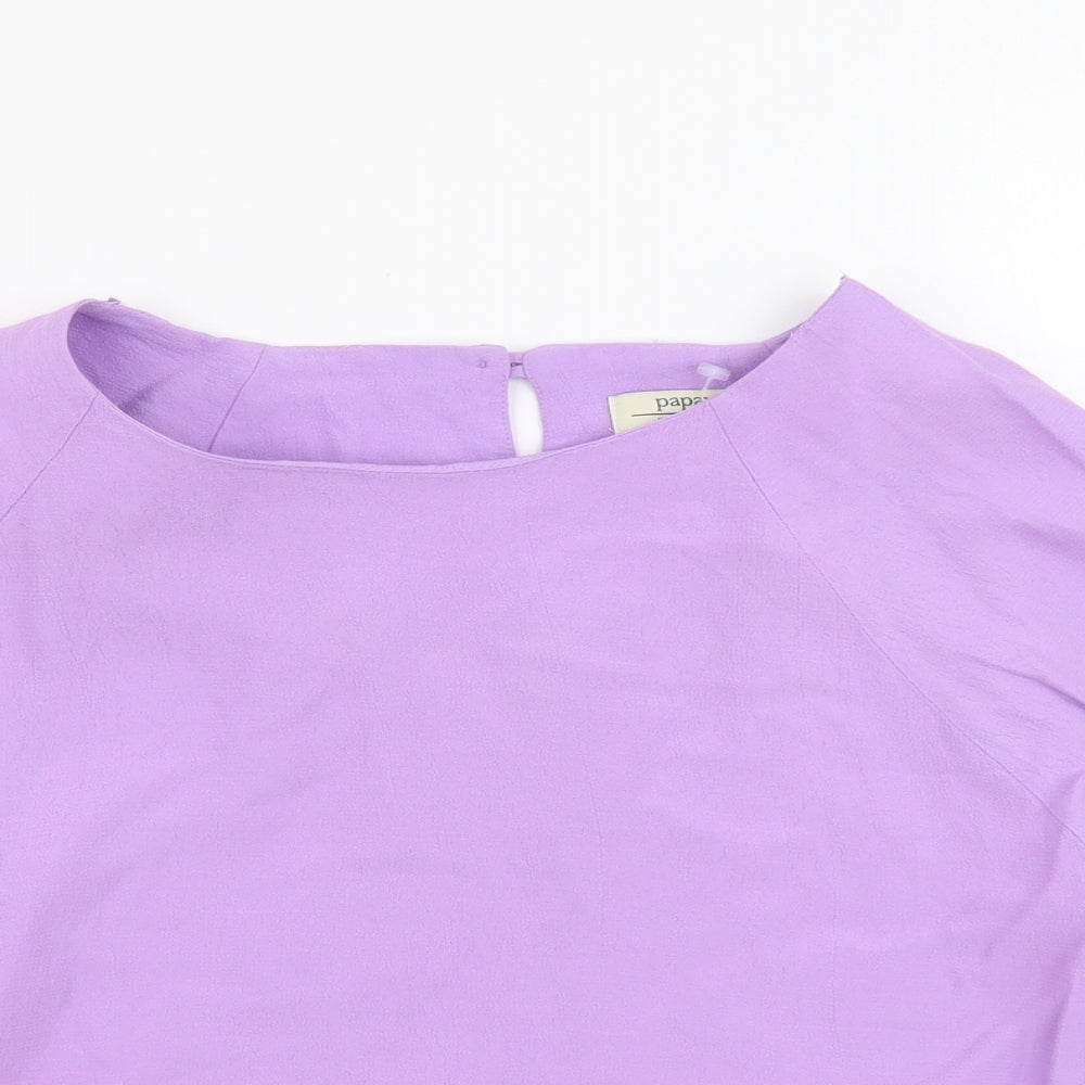Papaya Womens Purple Viscose Cropped Blouse Size 12 Round Neck