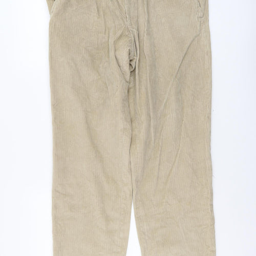 Preworn Mens Beige Cotton Carrot Trousers Size L L32 in Regular Button