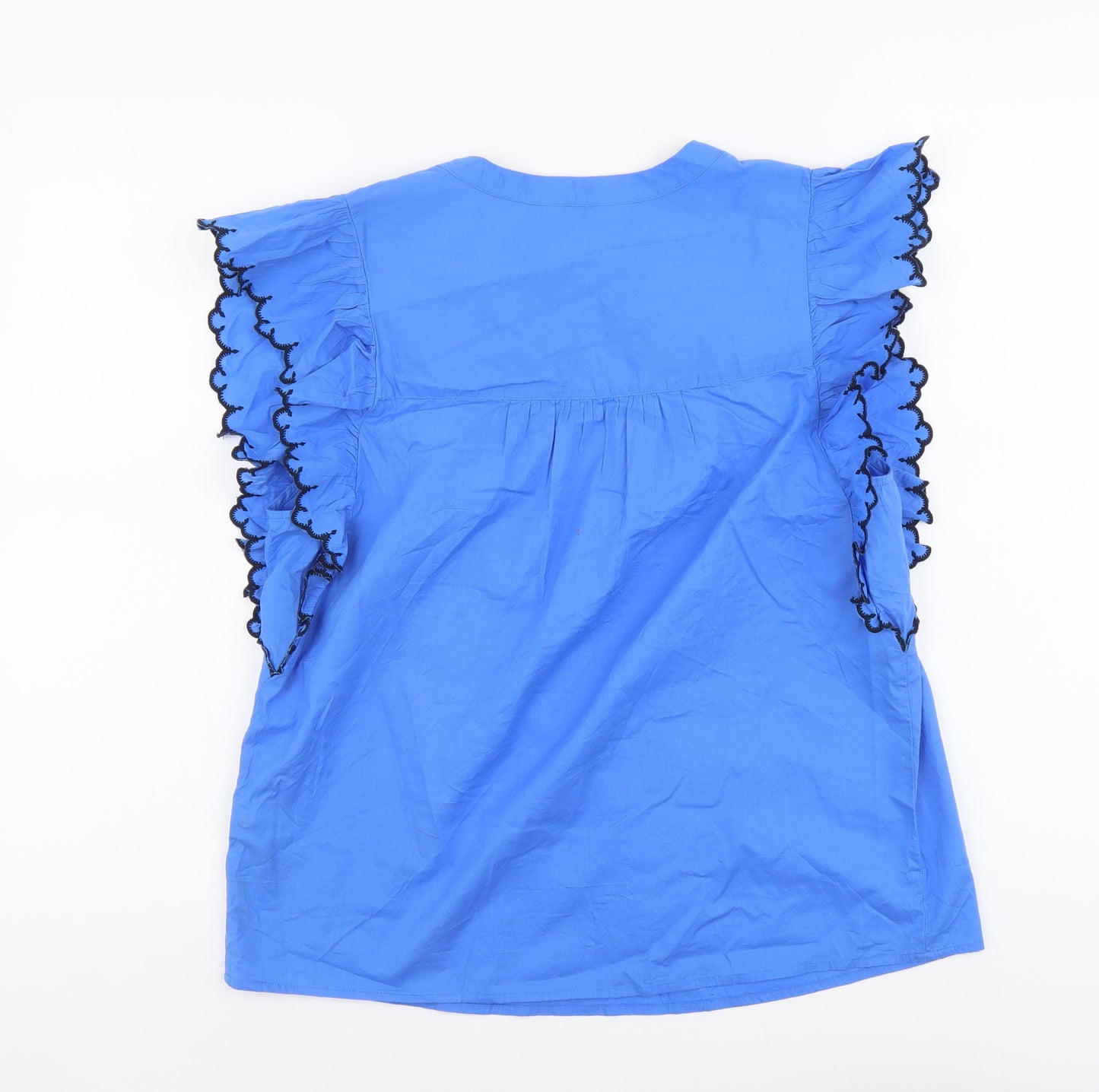 Marks and Spencer Womens Blue Cotton Basic Tank Size 10 V-Neck