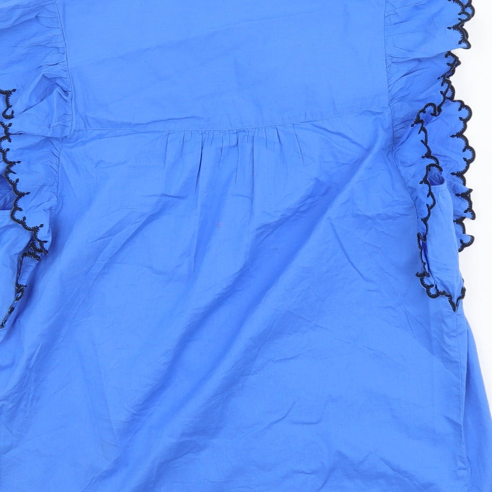 Marks and Spencer Womens Blue Cotton Basic Tank Size 10 V-Neck