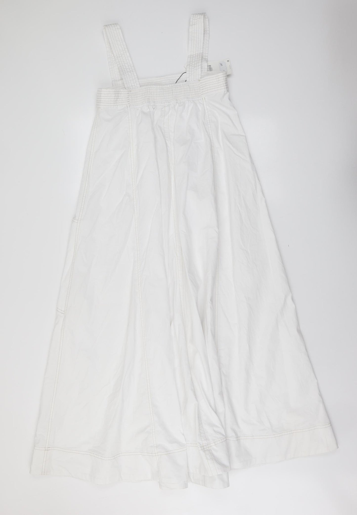 Zara Womens White Cotton Maxi Size S Square Neck Pullover
