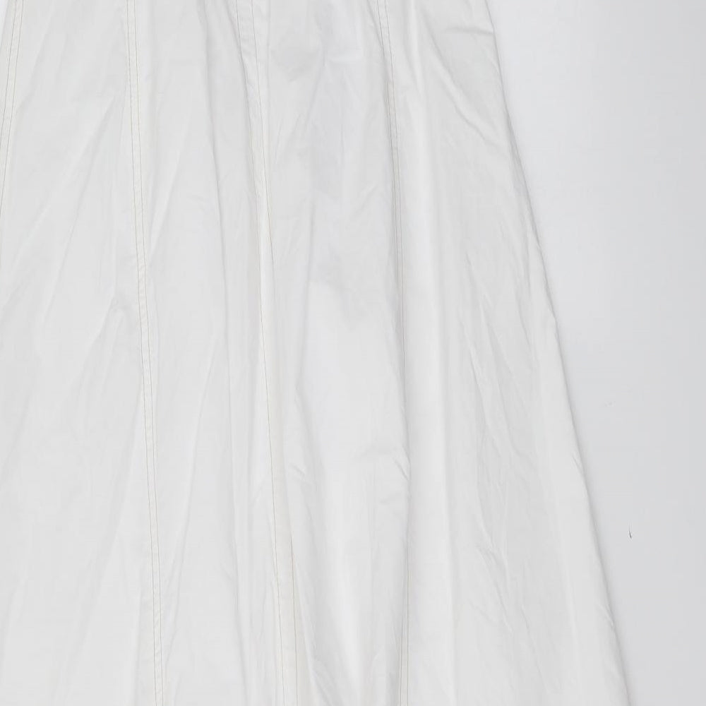 Zara Womens White Cotton Maxi Size S Square Neck Pullover