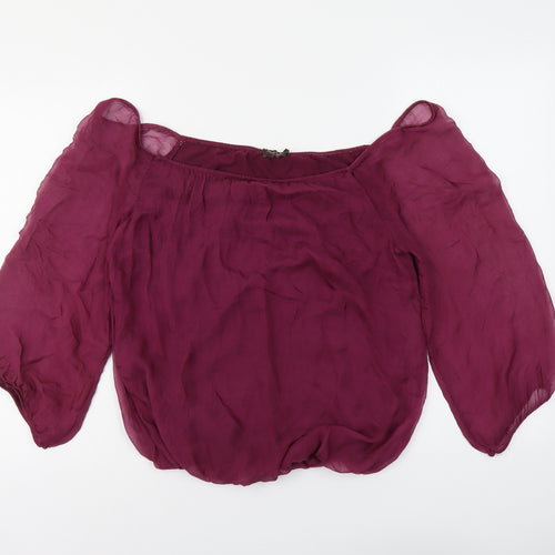 Phase Eight Womens Purple Polyester Basic Blouse Size M Off the Shoulder