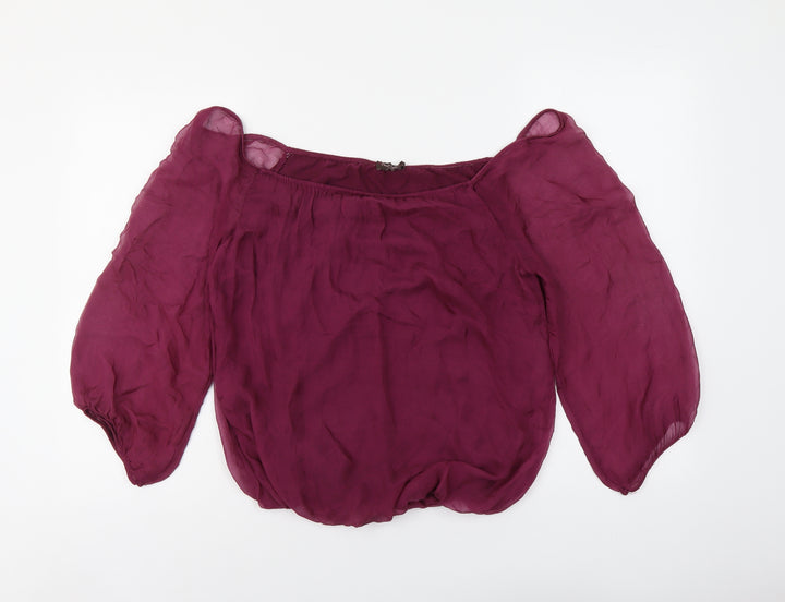 Phase Eight Womens Purple Polyester Basic Blouse Size M Off the Shoulder
