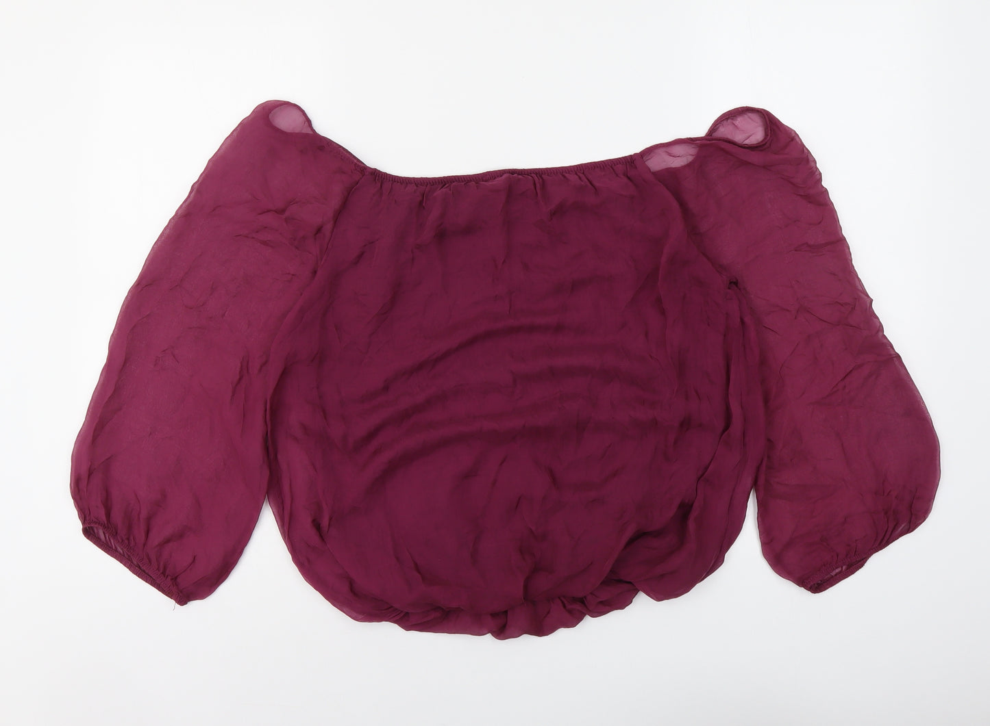 Phase Eight Womens Purple Polyester Basic Blouse Size M Off the Shoulder