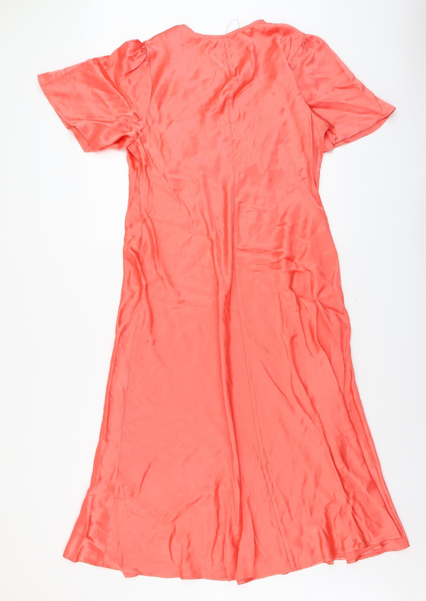 Marks and Spencer Womens Orange Viscose Maxi Size 18 V-Neck Pullover