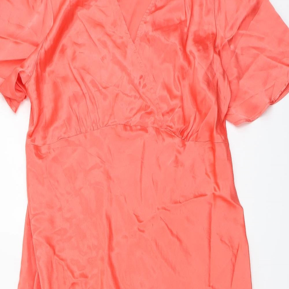Marks and Spencer Womens Orange Viscose Maxi Size 18 V-Neck Pullover