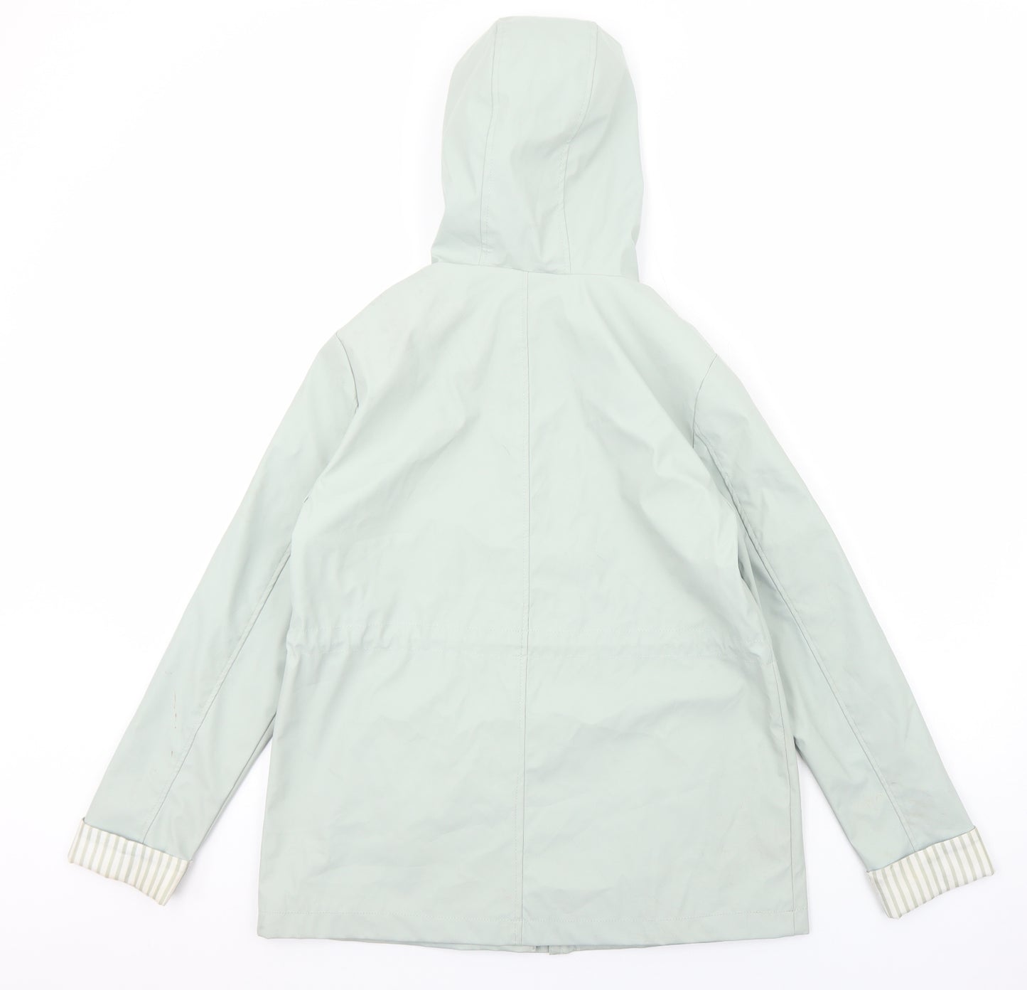 New Look Womens Green Striped Rain Coat Coat Size 10 Zip
