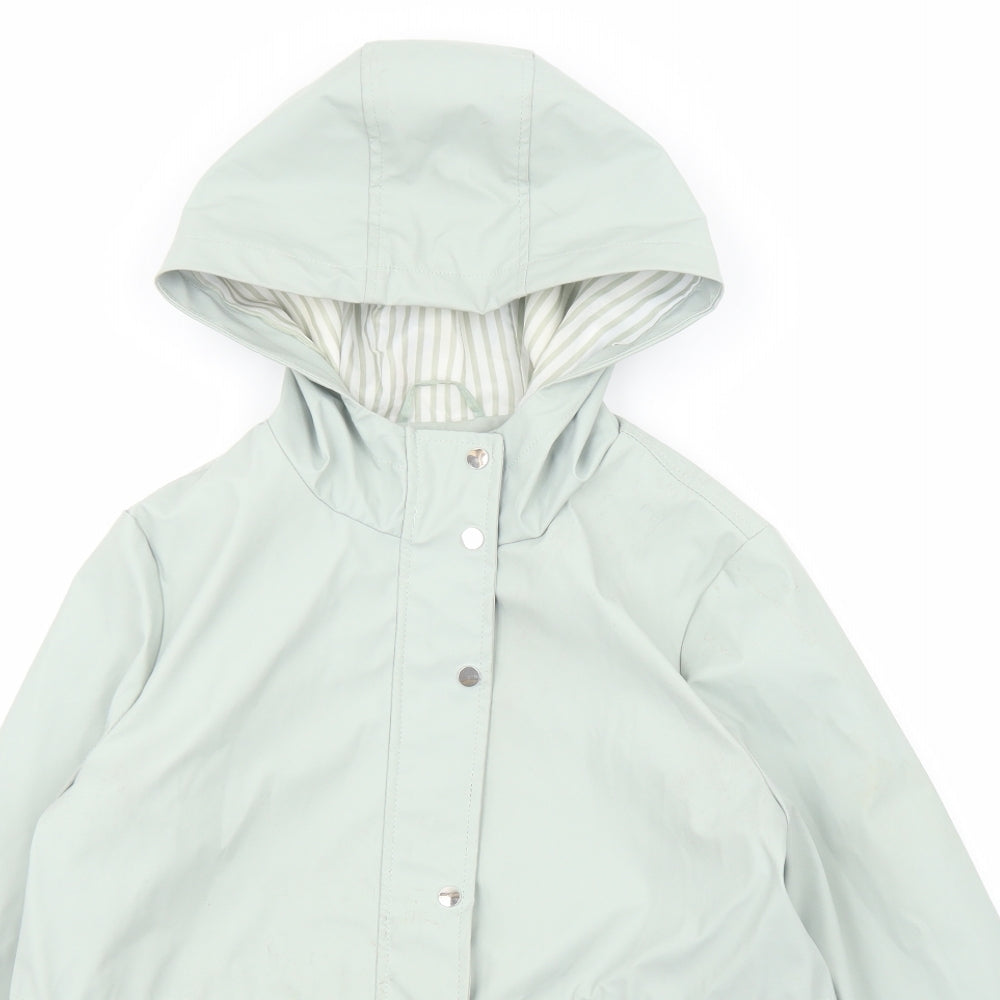 New Look Womens Green Striped Rain Coat Coat Size 10 Zip