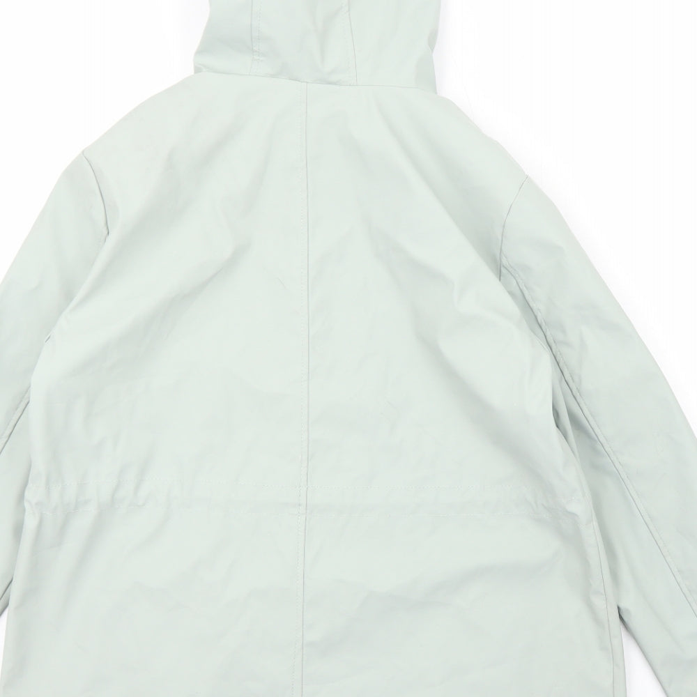 New Look Womens Green Striped Rain Coat Coat Size 10 Zip