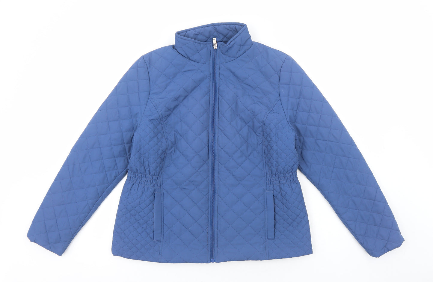 Slimma Womens Blue Quilted Jacket Size 12 Zip