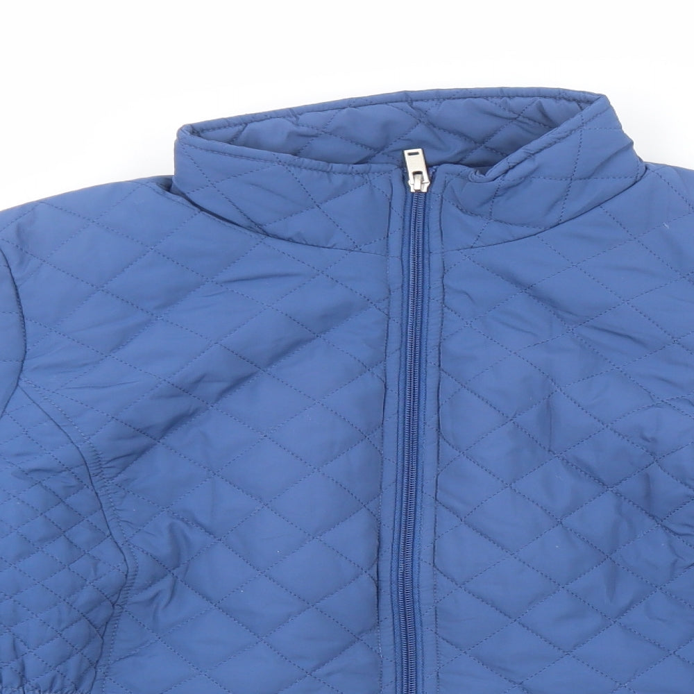 Slimma Womens Blue Quilted Jacket Size 12 Zip