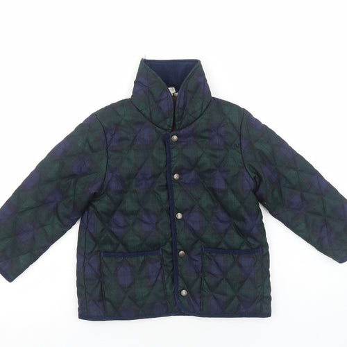 Samansa Boys Blue Plaid Quilted Jacket Size L Snap