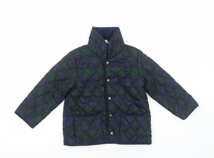Samansa Boys Blue Plaid Quilted Jacket Size L Snap