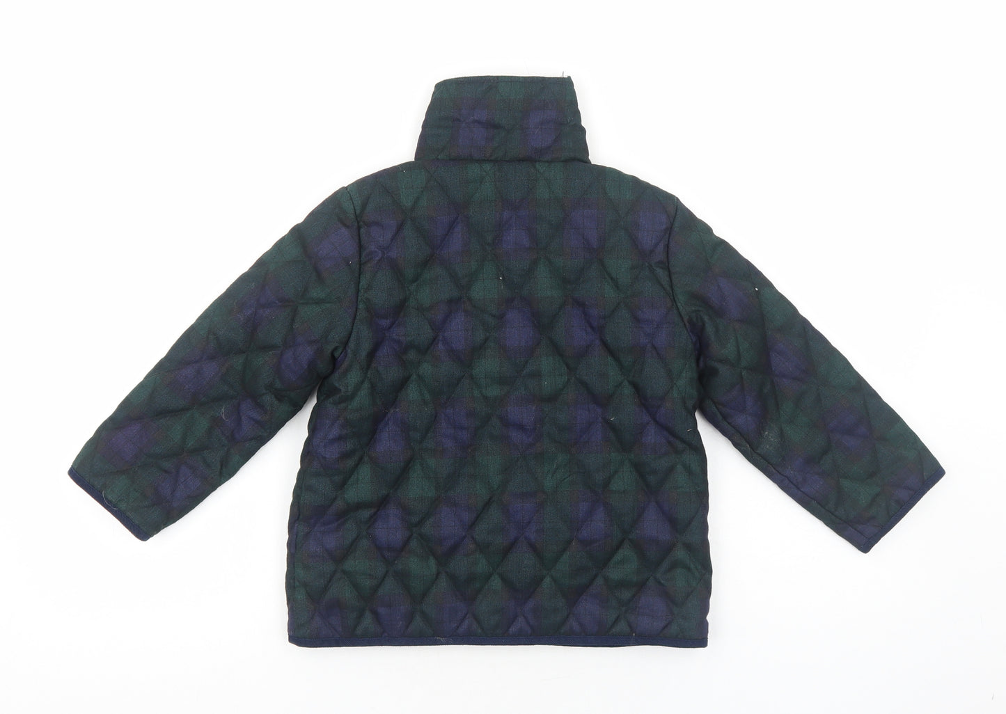 Samansa Boys Blue Plaid Quilted Jacket Size L Snap