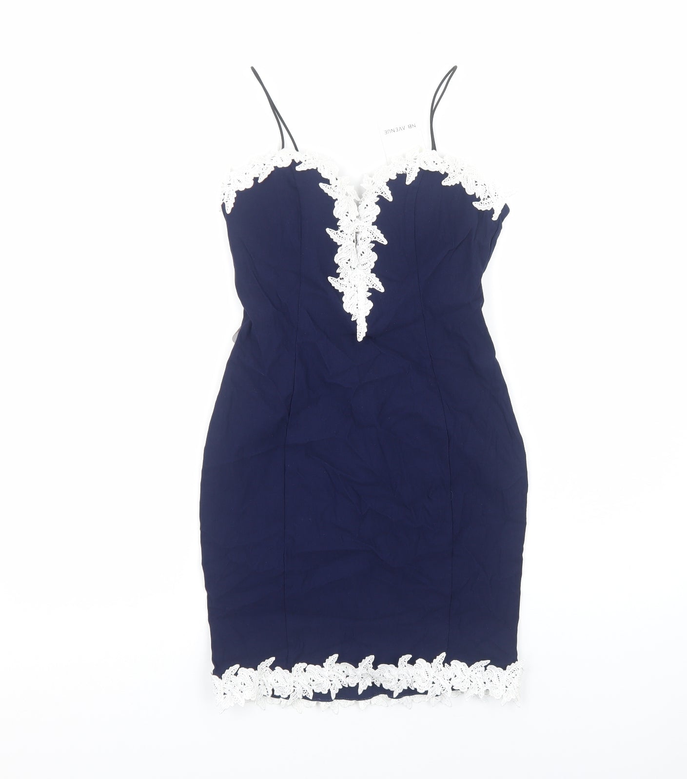 NB Avenue Womens Blue Floral Viscose Bodycon Size 8 Sweetheart Zip