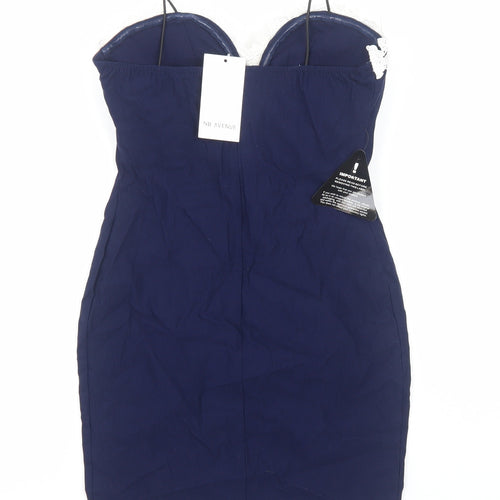 NB Avenue Womens Blue Floral Viscose Bodycon Size 8 Sweetheart Zip