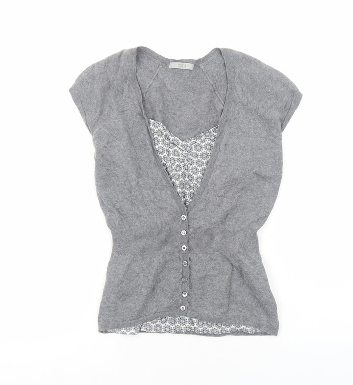 Marks and Spencer Womens Grey Geometric Acrylic Basic Blouse Size 12 Square Neck - Twin Set