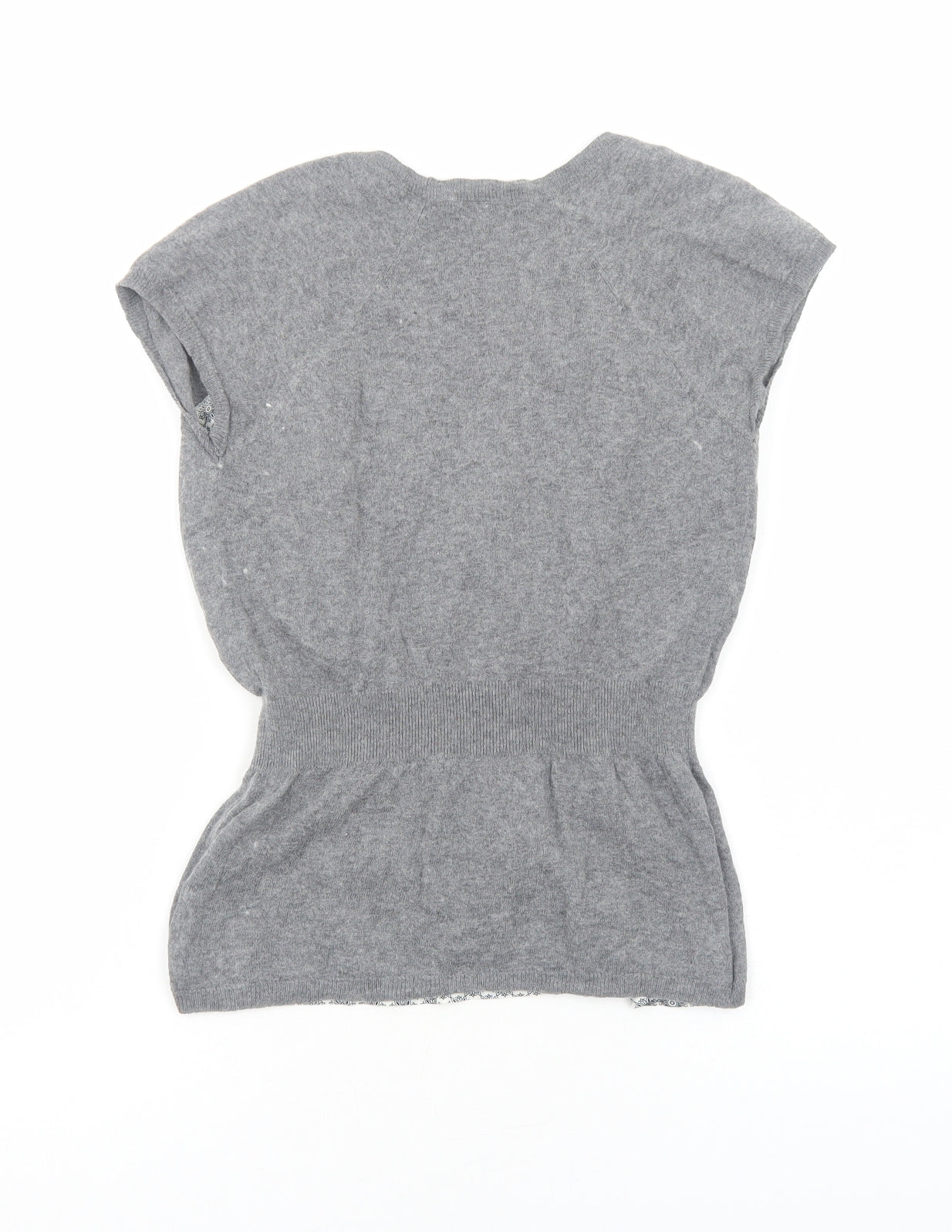 Marks and Spencer Womens Grey Geometric Acrylic Basic Blouse Size 12 Square Neck - Twin Set