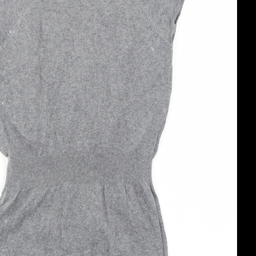Marks and Spencer Womens Grey Geometric Acrylic Basic Blouse Size 12 Square Neck - Twin Set