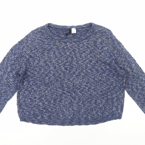 H&M Womens Blue Round Neck Cotton Pullover Jumper Size M