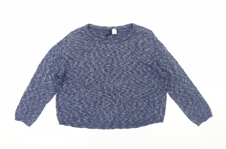 H&M Womens Blue Round Neck Cotton Pullover Jumper Size M