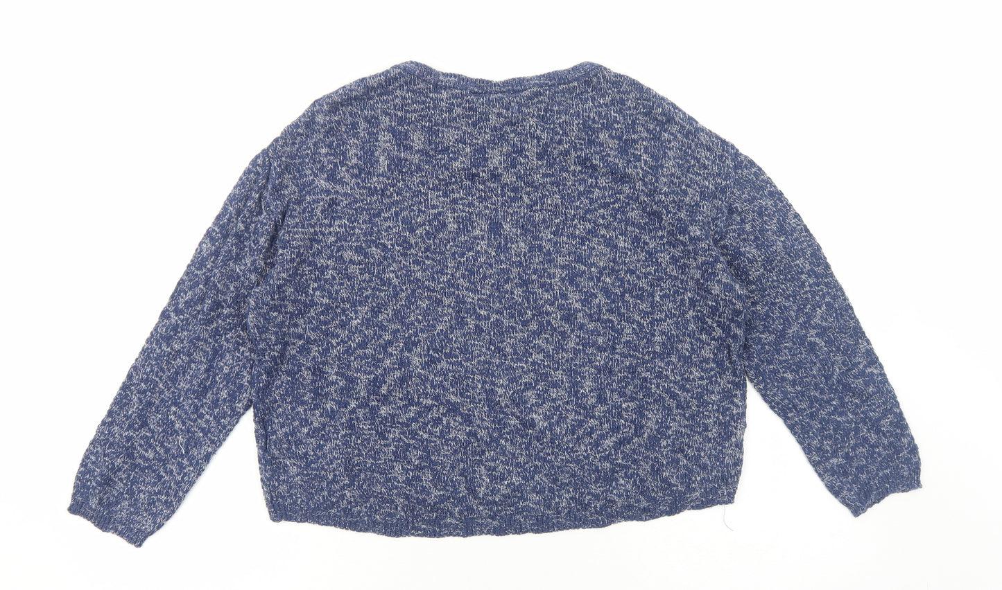 H&M Womens Blue Round Neck Cotton Pullover Jumper Size M