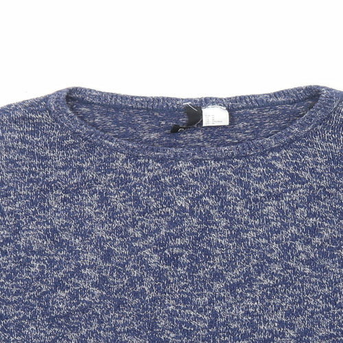 H&M Womens Blue Round Neck Cotton Pullover Jumper Size M