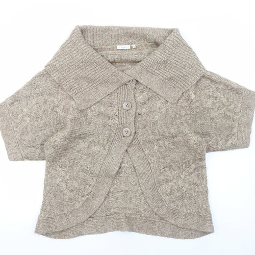 New Look Womens Brown Round Neck Acrylic Cardigan Jumper Size 16