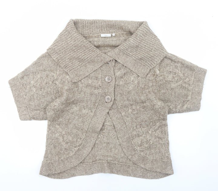 New Look Womens Brown Round Neck Acrylic Cardigan Jumper Size 16