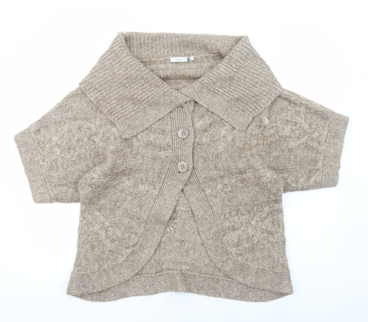 New Look Womens Brown Round Neck Acrylic Cardigan Jumper Size 16