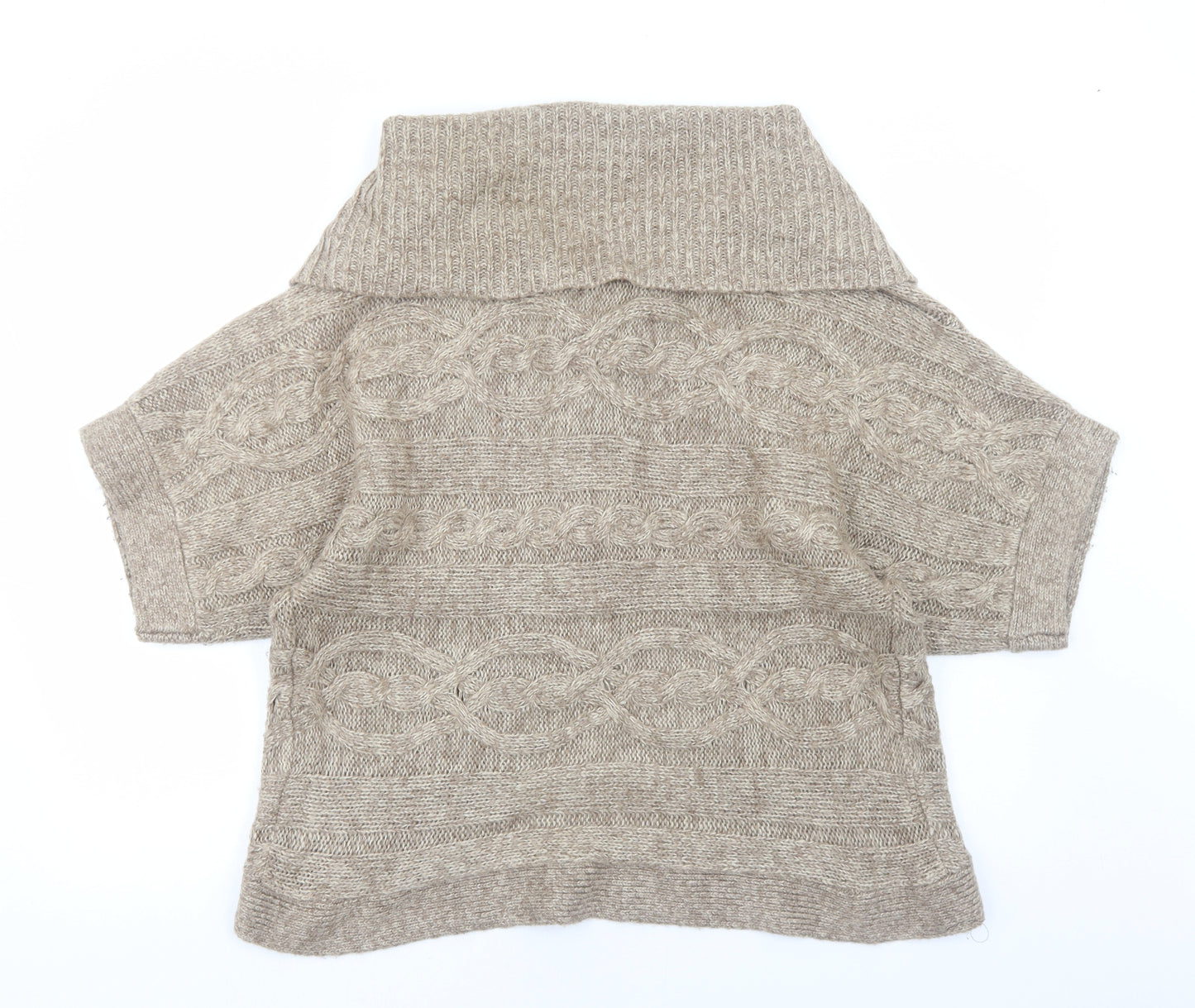 New Look Womens Brown Round Neck Acrylic Cardigan Jumper Size 16