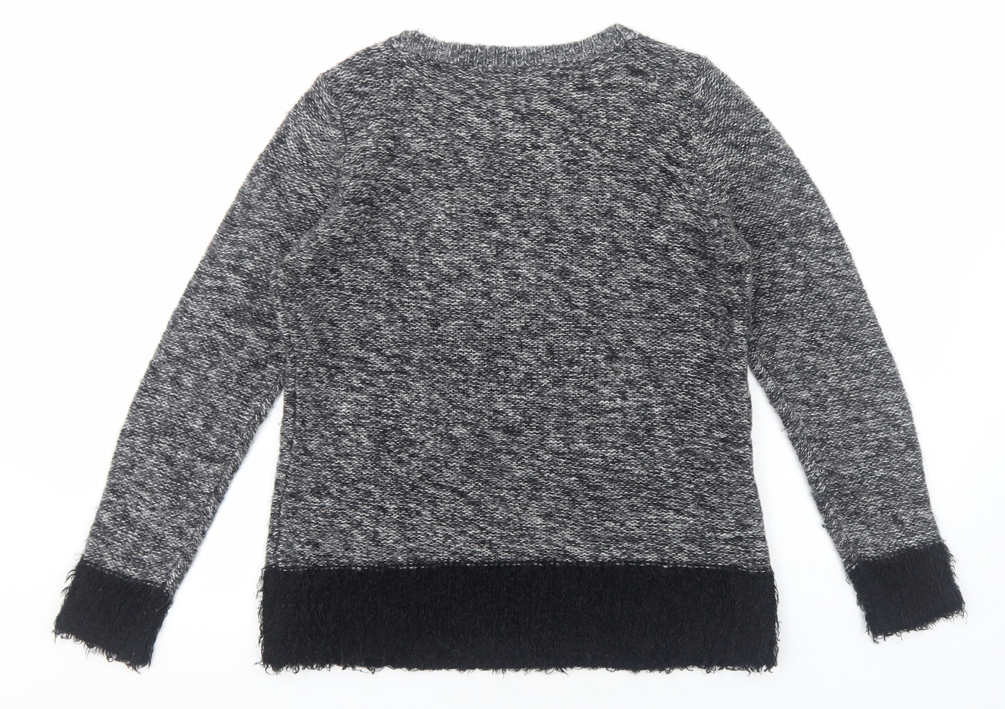 F&F Womens Black Round Neck Acrylic Pullover Jumper Size 12 - Ribbon