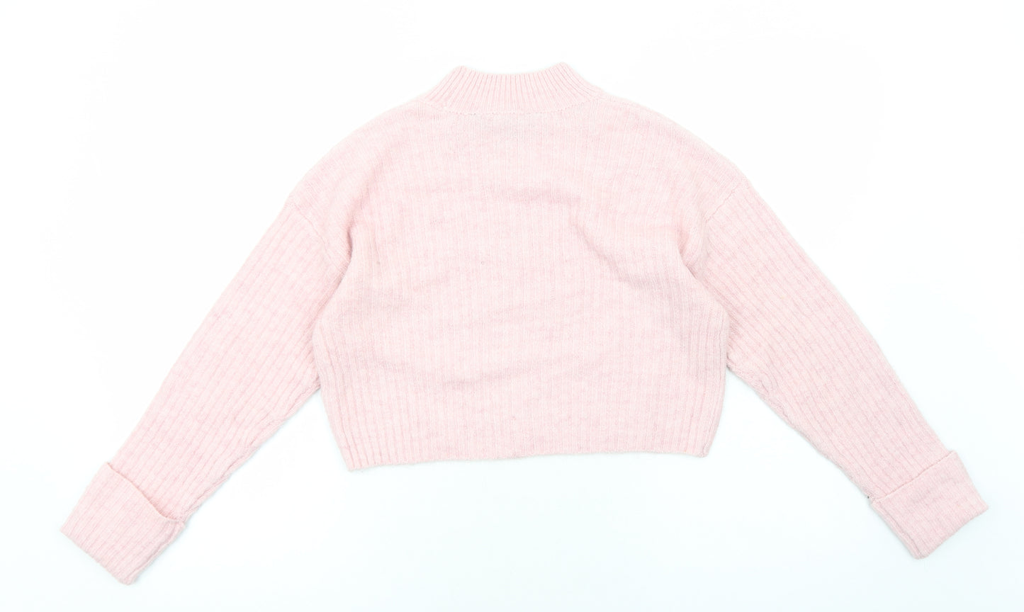 New Look Girls Pink Mock Neck Acrylic Pullover Jumper Size 12-13 Years Pullover