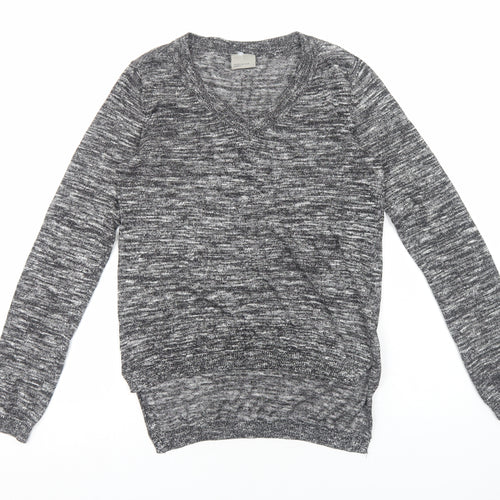 VERO MODA Womens Grey V-Neck Polyester Pullover Jumper Size S