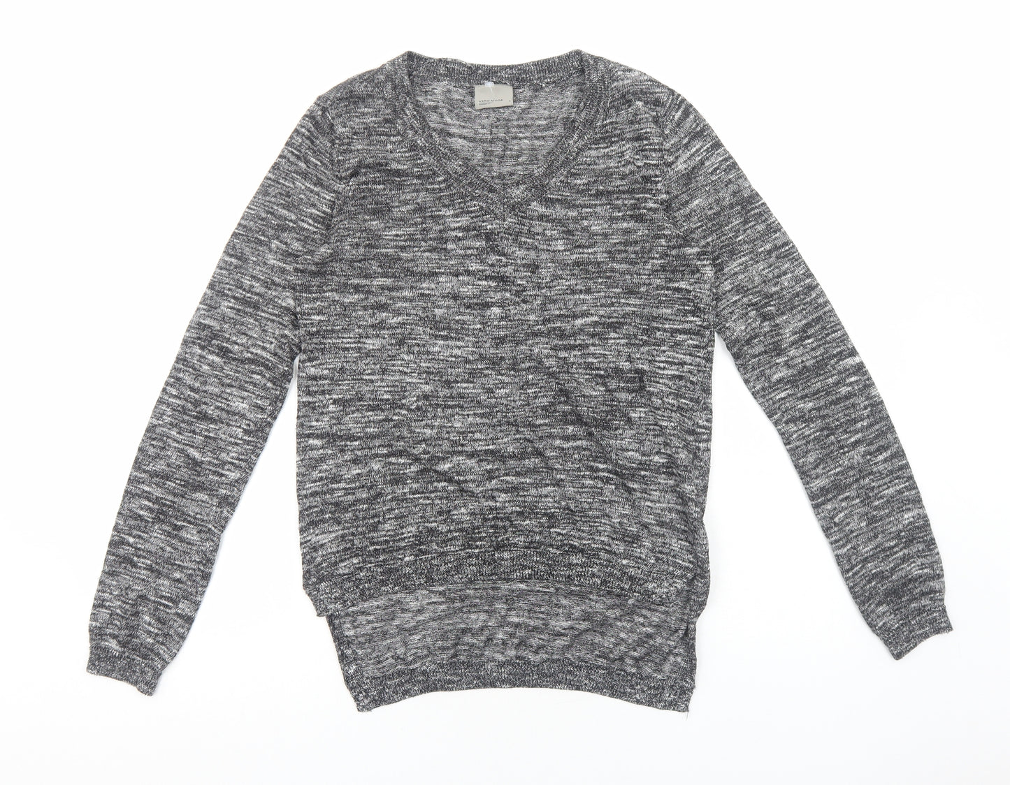 VERO MODA Womens Grey V-Neck Polyester Pullover Jumper Size S