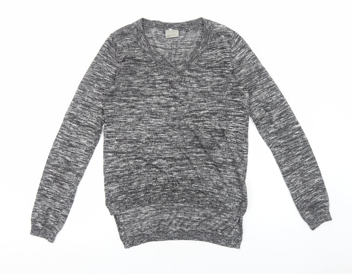 VERO MODA Womens Grey V-Neck Polyester Pullover Jumper Size S