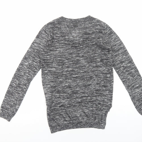 VERO MODA Womens Grey V-Neck Polyester Pullover Jumper Size S