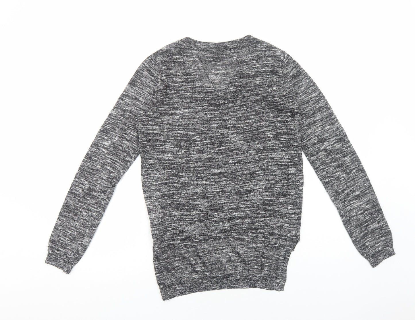 VERO MODA Womens Grey V-Neck Polyester Pullover Jumper Size S