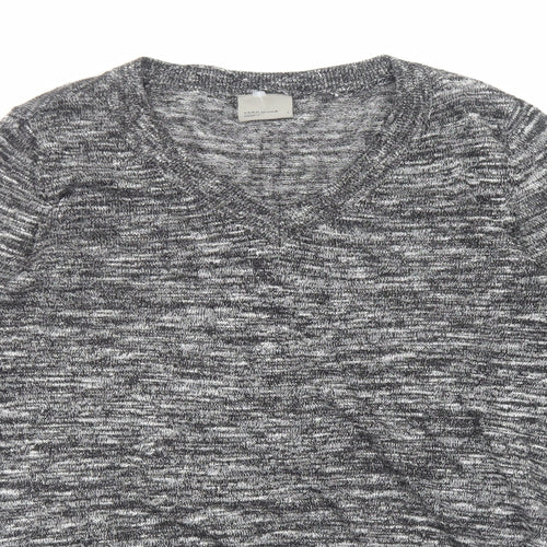 VERO MODA Womens Grey V-Neck Polyester Pullover Jumper Size S