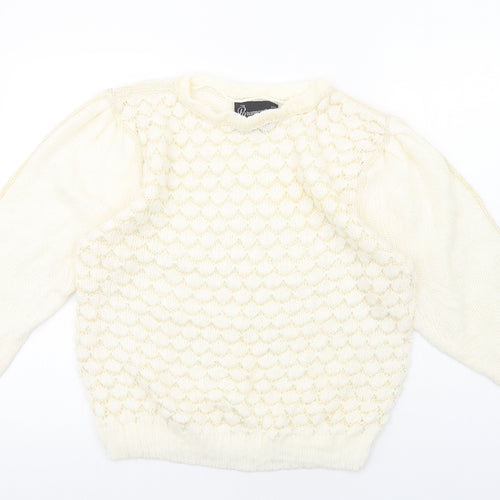 Paramour Womens White Round Neck Acrylic Pullover Jumper One Size