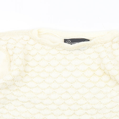 Paramour Womens White Round Neck Acrylic Pullover Jumper One Size