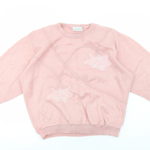 essence Womens Pink Round Neck Polyester Pullover Jumper Size M